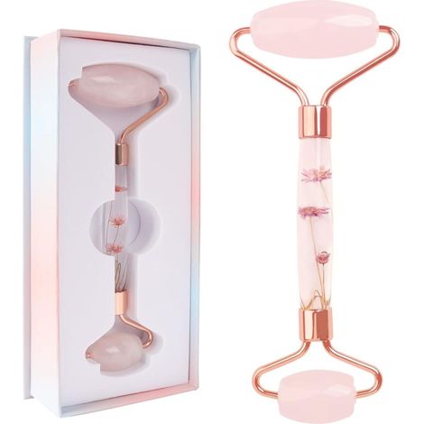 Rosenquarz-Jaderoller für Gesicht, Augen & Hals – reduziert Rötungen, lindert feine Linien, ideales rosa Self-Care-Geschenk (1/5)