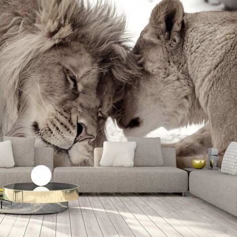 Papier peint Lion Tenderness - 400 x 280 cm (1/4)