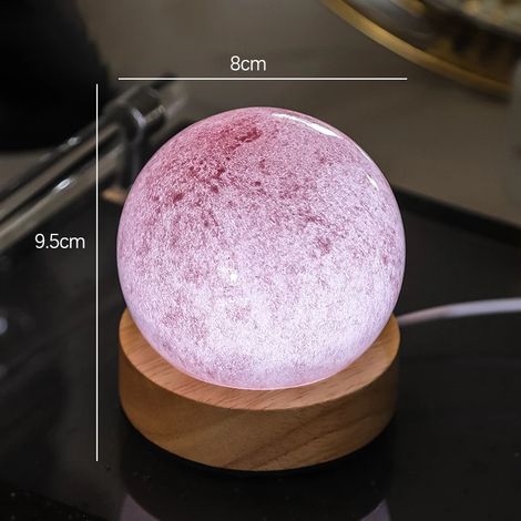 (Lampe rose unique) Lampe boule de cristal 3D unique avec projection de galaxie et de planète, alimentée par USB. (1/5)