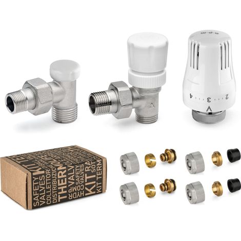 Set completo per radiatore valvole e testina Ø1/2" Gas con raccordi rame e mulstistrato APM 109TR315R12M1612  1/2"