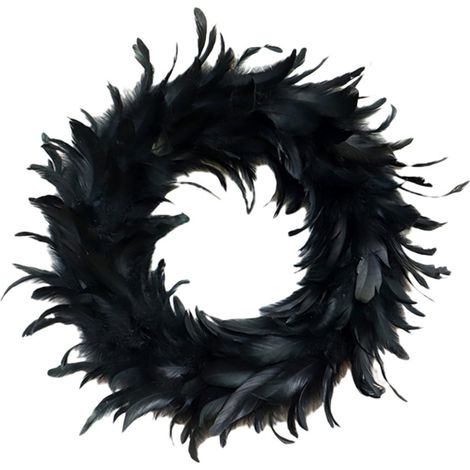 Couronne De Plumes - 40 Cm De Diamètre - Décoration Halloween - Porte Et Intérieur - Noir - 1 Pièce (1/5)