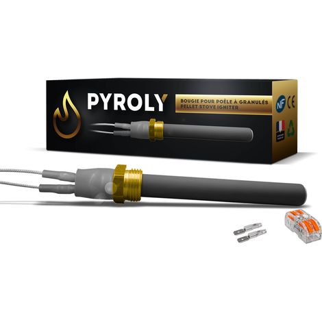 Bougie céramique d'allumage poêle à granulés - Écrou 3/8 - 94/89 mm - Ø11,55 mm - 300W - Compatible Jolly Mec / Skia / Extraflame / Bestove / Deville / Haas+Sohn - Qualité supérieure avec connecteurs (1/3)