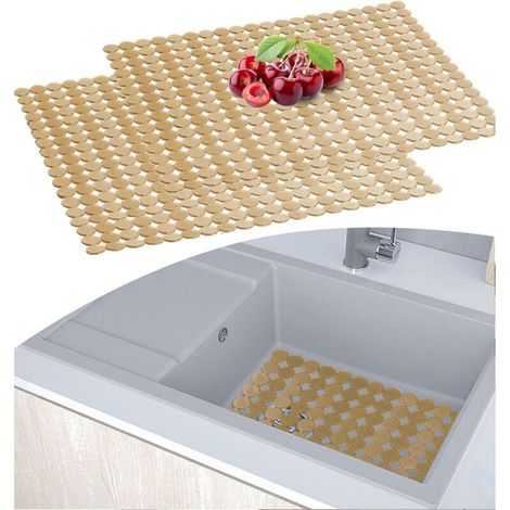 Lot de 2 Tapis évier Cuisine, Tapis de séchage Tapis D'évier Décoratif, Tapis de Protection D'évier Réglables, Tapis evier Contre la Aaleté