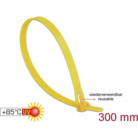 Delock Bridas reutilizables resistentes al calor LA 300 x AN 7,6 mm 100 piezas amarillo