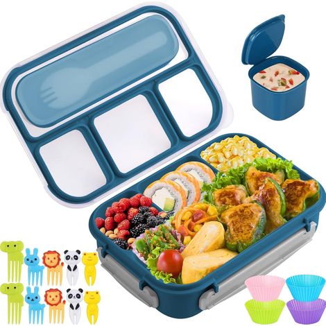 APEX Bento Box pour Enfants et Adultes, Boîte à Lunch de 1300 ML avec 4 Compartiments, pic à Manger et Coupelles à Gâteaux inclus (1/5)