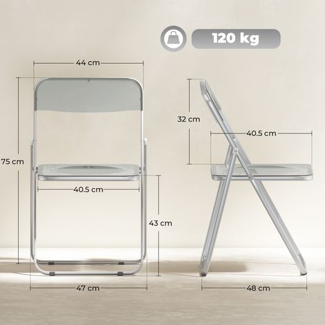Ensemble de 4 chaises pliantes en acrylique transparent (gris) (1/5)