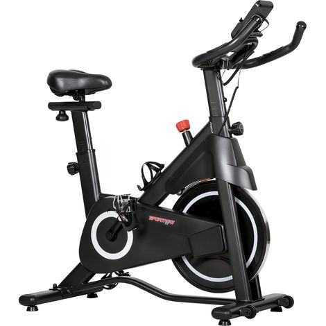 Vélo d'appartement magnétique réglable avec écran LCD, siège ergonomique, 108 x 51 x 116 cm, blanc. (1/5)