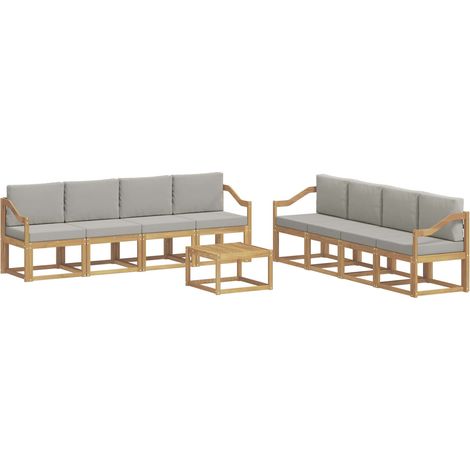Conjunto de sofás de exterior 9 uds. Blanco y Gris Claro vidaXL (1/5)