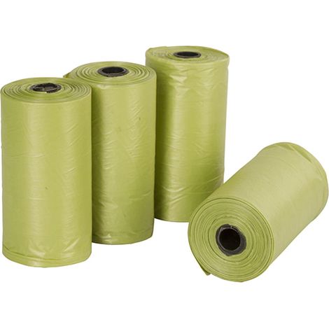 Borse biodegradabili Kerbl per insetti per cani, plastica Epi, colore verde, confezione 4 rotoli x 20 sacchetti