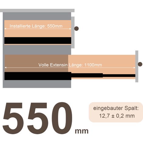 20X Schubladenschienen Vollauszüge 550 mm Schubladen Führung kugelgelagert Tragkraft 35 Kg