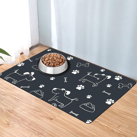 Tapis gamelle absorbant 40x60 cm, antidérapant, anti-éclaboussures, eau/nourriture (1/4)