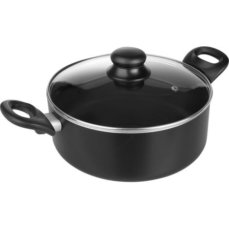 Casserole avec couvercle en verre, Aluminium, 16 cm, Antiadhésif, Compatible avec l’induction