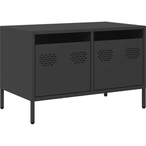 Mobile TV multimediale scaffale per televisione televisione buffet sala da pranzo soggiorno camera da letto 68 x 39 x 43,5 cm acciaio laminato a freddo nero 020026154