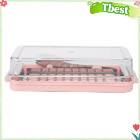 HURRISE Boîte à beurre en acier inoxydable avec Boîte de découpe de trou de grille à beurre (fond rose + couvercle transparent) (1/5)