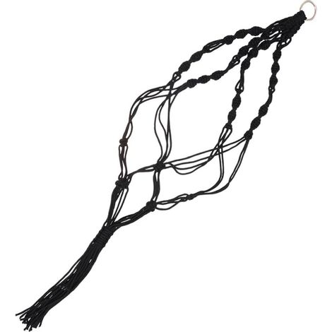 Suspension pour plantes en macramé pots ronds et carrés, corde polyester, design noir résistant (1/5)