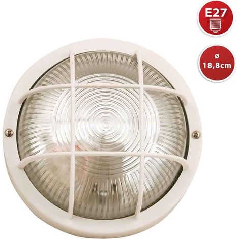applique bianca tonda in plastica e vetro e27, 60w (1/5)
