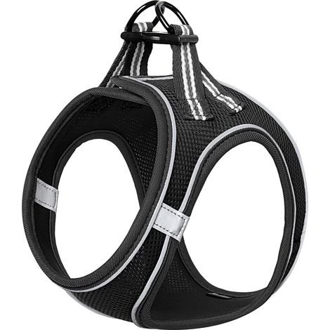 Harnais pour Chiens Harnais,Rembourré en Mesh Doux pour Chiots Veste Respirant Réglable Réfléchissant Intérieur Noir, S (1/5)