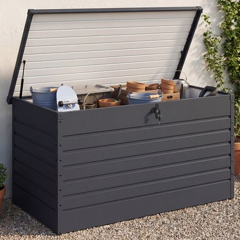 Caja metálica con cerradura gris antracita para jardín 1250L 175x95x90 cm (1/5)