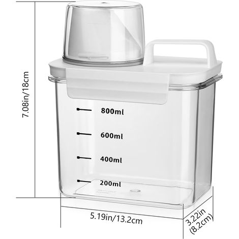 Dosatore detersivo ermetico con dosatore, detersivo, detersivo in polvere, scatola portaoggetti, scatola detersivo, serbatoio di alimentazione da 1100 ml (1/4)