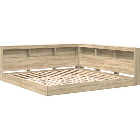 Cama con Estantería con cabecera Roble Sonoma 180 x 200 cm vidaXL