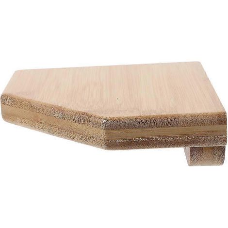 Étagère d'angle triangulaire compatible avec les systèmes de rangement et d'exposition muraux, en bambou. (1/5)