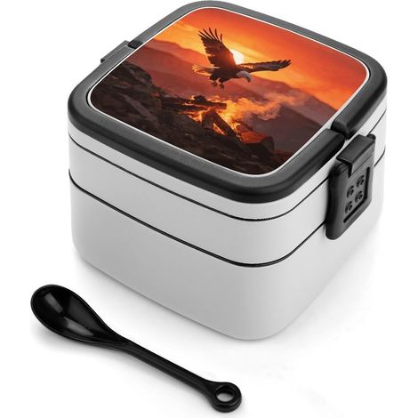 Coucher de soleil avec aigle et feu camp, boîte à bento pour (1/5)
