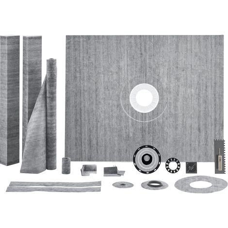 VEVOR Kit Cordolo Doccia 1219 x 1524 mm Kit Piatto Doccia con Flangia Centrale da 50,8 mm Membrana Impermeabile, Griglia in Acciaio Inossidabile e Sigillante per Giunti, Adatti per Bagno