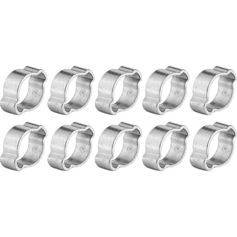 10 colliers de serrage galvanisés à deux oreilles pour tuyaux de carburant (15–18 mm), de 5 à 23 mm (1/4)