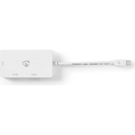 Adaptador displayport mini displayport macho dvi d 241 pines hembra hdmi hembra vga hembra 15p 4k60hz niquelado conmutable 020m redondo abs abs blanco caja (1/5)