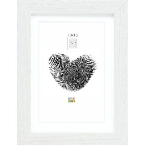 Deknudt Frames S66KF1-P1-13.0X18.0 - Cornice quadro/foto Basic con passepartout, bordi in legno/MDF, colore: Bianco,13 x 18 cm, beige (1/4)