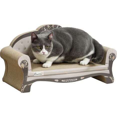2-in-1 Cat Scratcher with Catnip for Indoor Cats, 29.5 x 56 x 26cm, Brown (1/5)