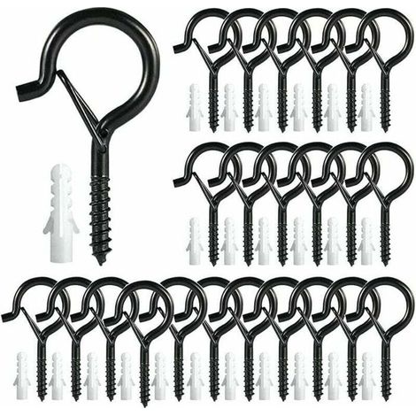 Crochets à visser 25 pièces – Acier antirouille 55 x 25 mm–Avec tubes d'expansion pour installation facile–Pour suspension plantes (1/5)