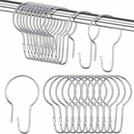 30 Stück Duschvorhang Haken, 70x40mm Rostfreie Edelstahl Duschvorhangringe Gardinenringe für Duschvorhangstange Kleiderstange Badezimmer Wohnzimmer Schlafzimmer Küche (1/5)