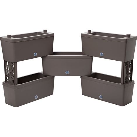 Brick - Set aus 5 modularen Blumenk�sten f�r Blumenarrangements, Kr�uter und vertikalen Gem�segarten. Set aus 5 zusammensteckbaren Blumenk�sten, 59 cm lang. Farbe: taubengrau. Hergestellt in Italien