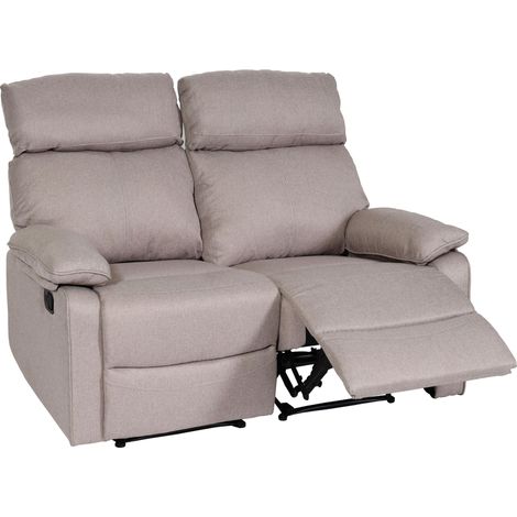 Fauteuil cinéma 2 places HWC-L93, Fauteuil relax Téléviseur Canapé, accoudoir fonction couchage Nosagfederung tissu/text (1/5)