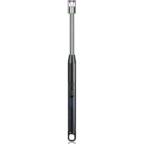 TAISHENGDA Elektrisches Kerzenfeuerzeug, USB-wiederaufladbar, mit LED-Akkustandsanzeige, langem, flexiblem und 360° windfestem Kabel für Küche, Grill, Herd und Camping, Schwarz (1/5)