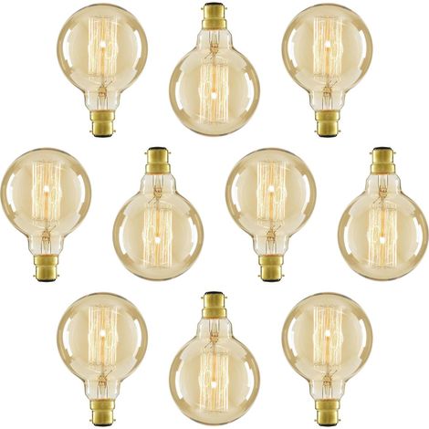 Litecraft Light Bulb Cage Globe Filament B22 Bayonet Cap in Gold Tint - 10 Pack (1/3)
