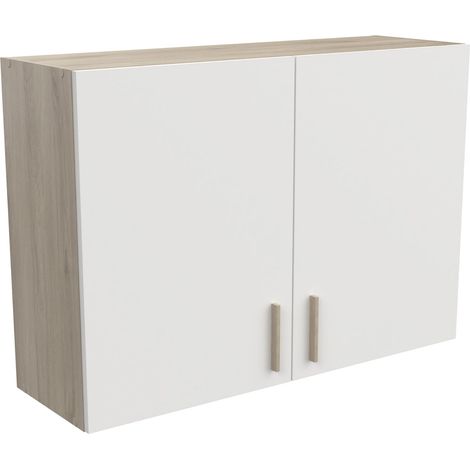 Meuble Haut de Cuisine Modulable 2 Portes - Cuisine Complete Origan – Coloris Blanc Mat (1/5)
