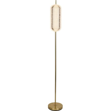 Searchlight Capsule Lampadaire LED, métal laiton satiné et abat-jour acrylique (1/5)