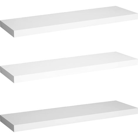 WOLTU Lot de 3 Étagère murale cube en bois MDF, Étagère pour livres-CD-DVD, Étagère à fixation invisible, 120x22, 9x3, 8cm, Blanc (1/4)