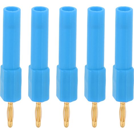 Adaptateurs de fiches bananes (lot de 5), connexion sécurisée, bonne conductivité, 2 mm à 4 mm, bleus. (1/5)