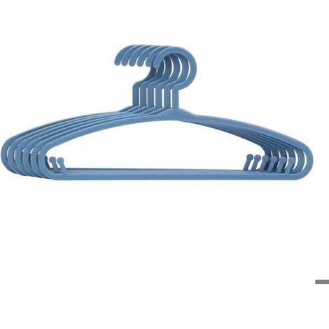 Cintres Enfant - Plastique - 28,5 x 0,4 x 13,8 cm - Antidérapants avec Encoches pour Bretelles - Bleu - Lot de 6 (1/2)