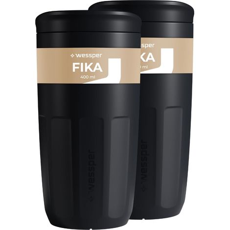 Mug Réutilisable 400ml, Tasse avec Couvercle - 2 pièces - Noir (1/5)