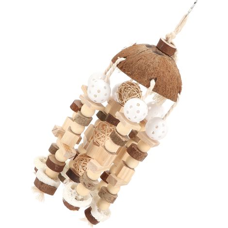 Jouet pour perroquet - Grand jouet à mâcher pour perroquet - Jouet à mâcher en coquille de noix de coco pour perroquets moyens et grands (1/5)