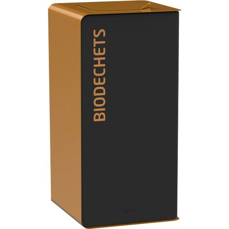 Borne de tri sélectif Cubatri, sans serrure - biodéchets - 2x10l - gris manganèse / marron - RAL 8001 (1/4)