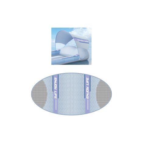 Matelas Gonflable avec Auvent pour Adulte – Lit Flottant Pliable en PVC 160x71cm, Chaise Longue de Piscine et de Plage avec Pare-Soleil