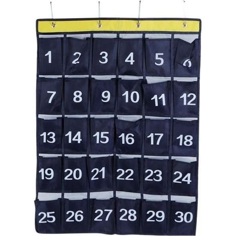 (Blue marine)Bag of storage wall-mounted to 30 pockets, bracket of phone, organizer suspended with digits, blue marine (1/4)