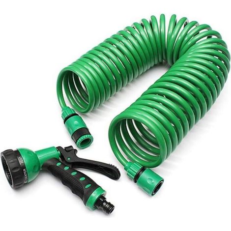 Tuyau d'arrosage extensible de 15 m avec buse multifonction, tuyau d'extension flexible, étanche, sans pli, tuyau d'arrosage léger, tuyau d'arrosage extérieur pliable durable pour pelouse de jardin (1/4)