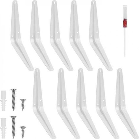 Supports d'étagère murale en acier blanc, set de 10, pour cuisine, salon et magasin (1/4)