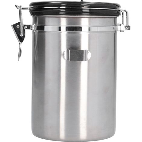 Boîte à Café Acier Inoxydable 1.8L avec Roue Calendaire - Récipient Hermétique pour Conservation Café Maison ou Café Shop, Couleur Argent (1/5)